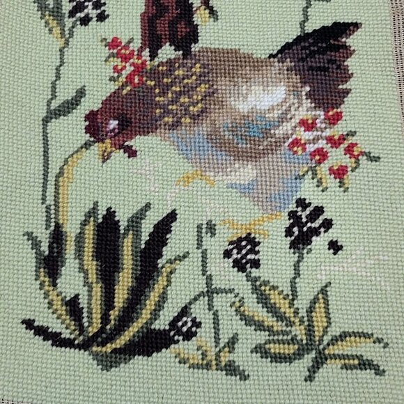 Handmade Finished Pair Completed Cross Stitch Rooster Hen Chicken Embroidery Unf - Picture 8 of 16
